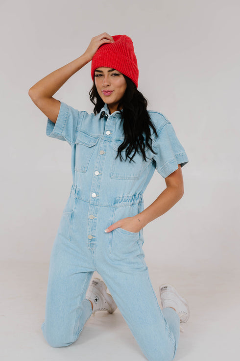 Kiss Cam Denim Jumpsuit
