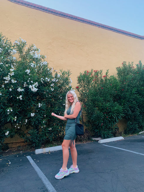 Off Duty Model Mini Dress// Teal