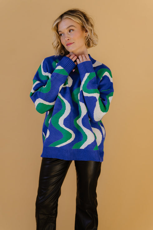 Heart Of Glass Sweater// Electric Blue