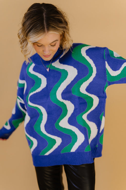 Heart Of Glass Sweater// Electric Blue