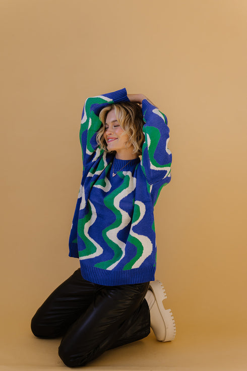 Heart Of Glass Sweater// Electric Blue