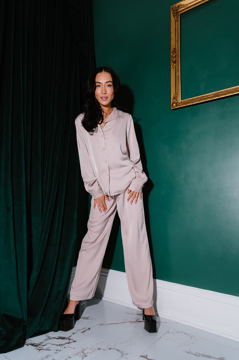 After Midnight Satin Top// Cream