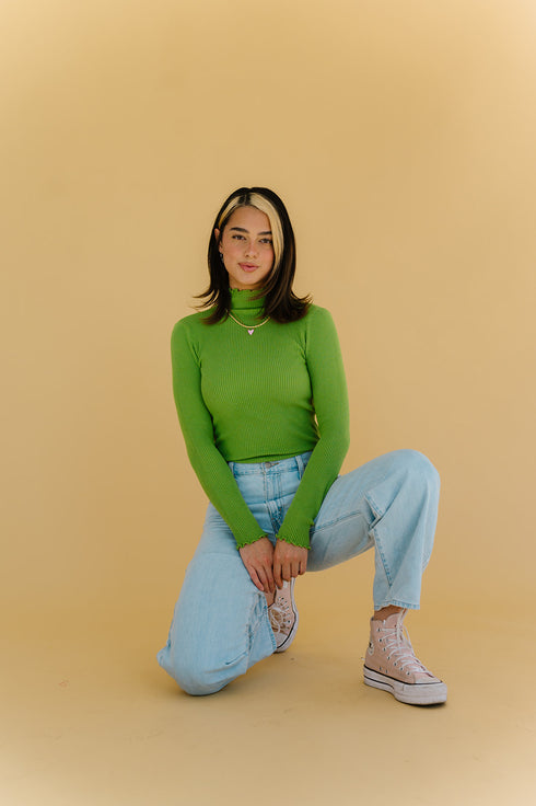 Fall Bestie Ribbed Top // Green