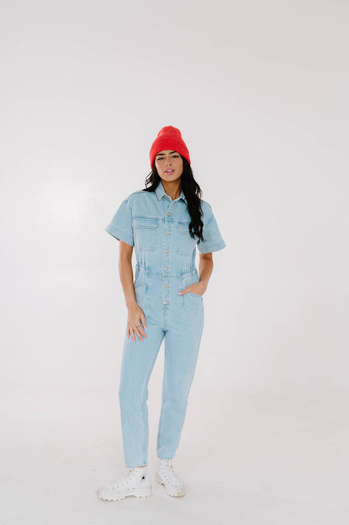 Kiss Cam Denim Jumpsuit