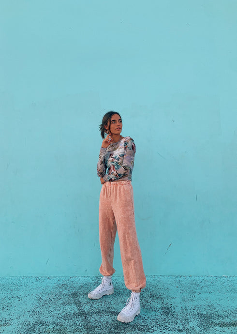 Vibe Check Washed Pant// Peach