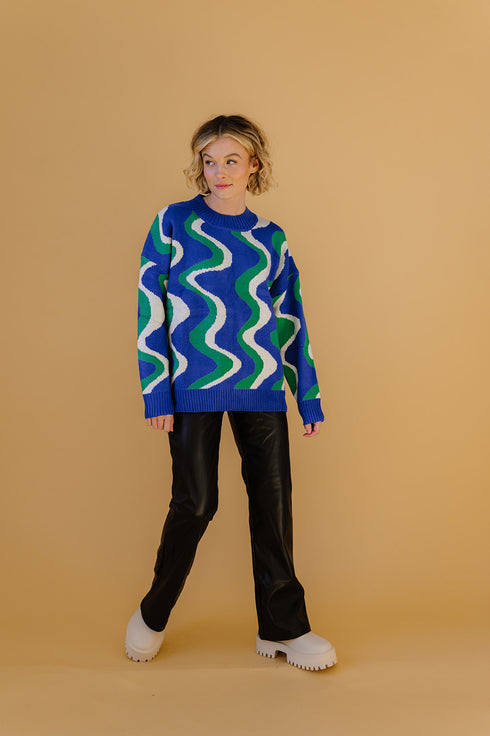 Heart Of Glass Sweater// Electric Blue