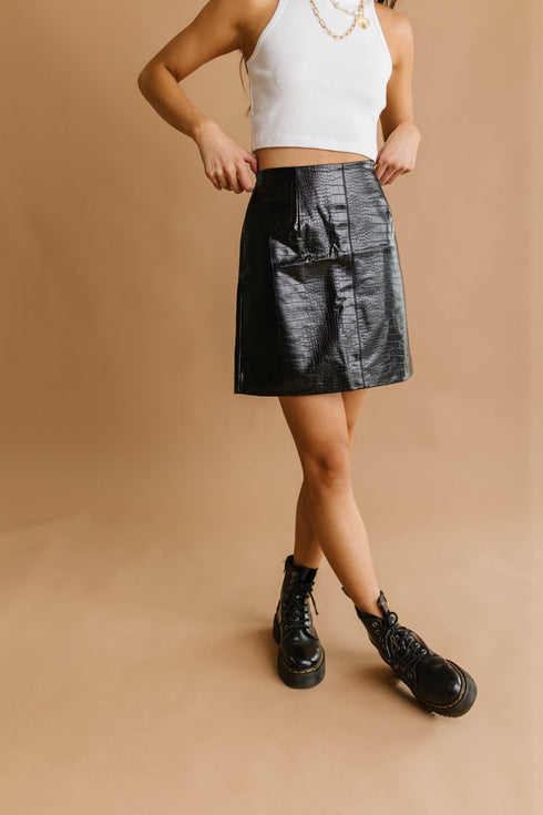 Fall Edit Croc Mini Skirt