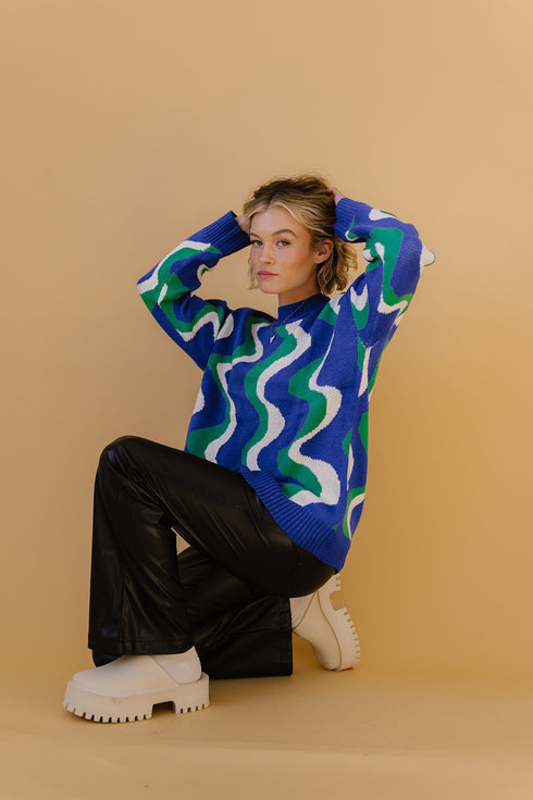 Heart Of Glass Sweater// Electric Blue