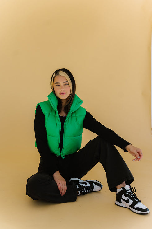 Cool Girls Club Puffer Vest // Green