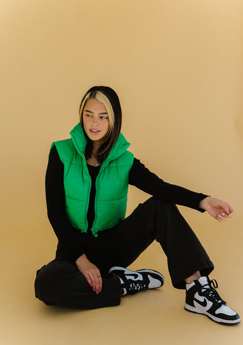 Cool Girls Club Puffer Vest // Green