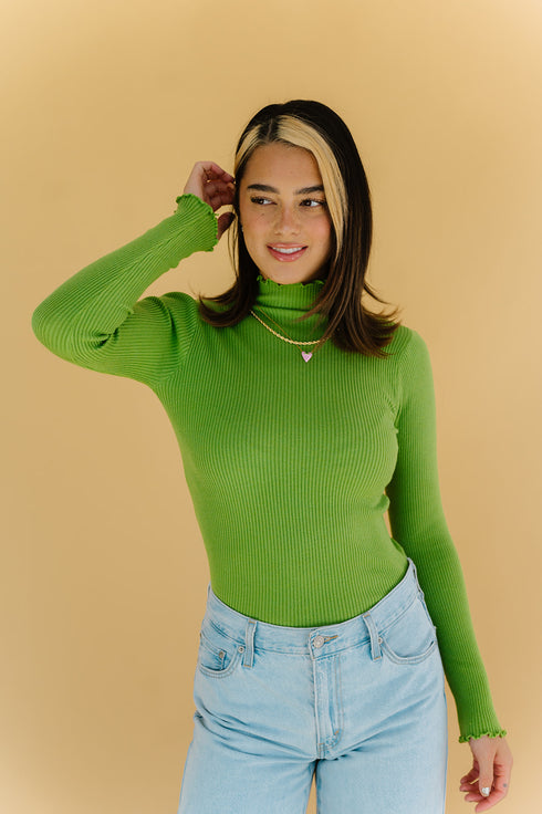 Fall Bestie Ribbed Top // Green