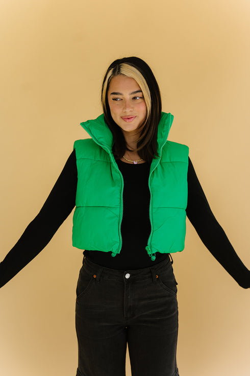 Cool Girls Club Puffer Vest // Green