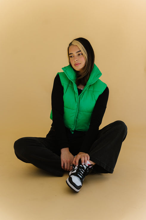 Cool Girls Club Puffer Vest // Green