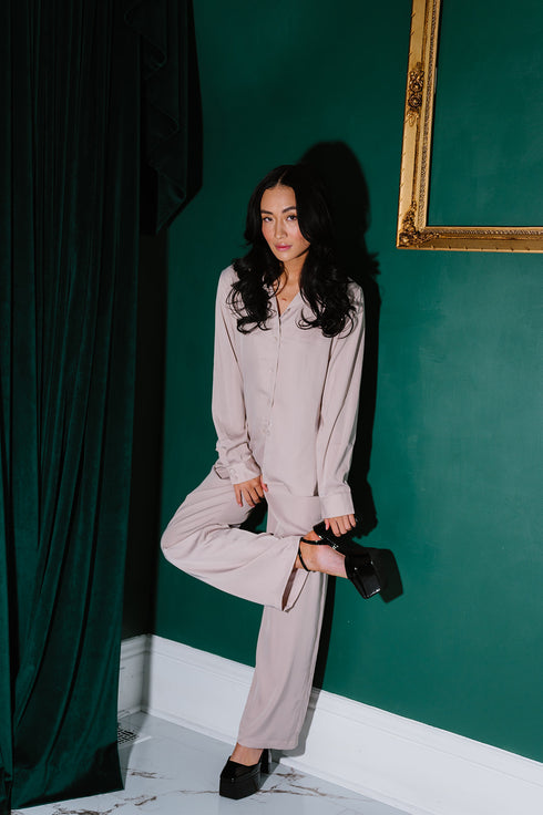 After Midnight Satin Top// Cream