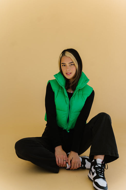 Cool Girls Club Puffer Vest // Green