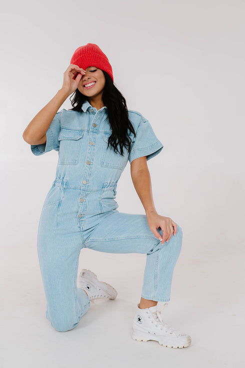 Kiss Cam Denim Jumpsuit