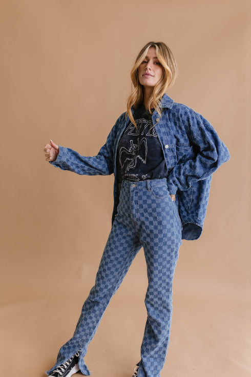 Checked Out Denim Jacket