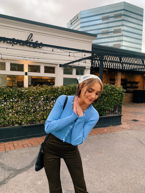 French Icon Ribbed Top// Ocean