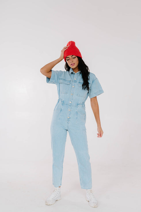 Kiss Cam Denim Jumpsuit