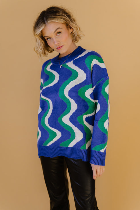 Heart Of Glass Sweater// Electric Blue