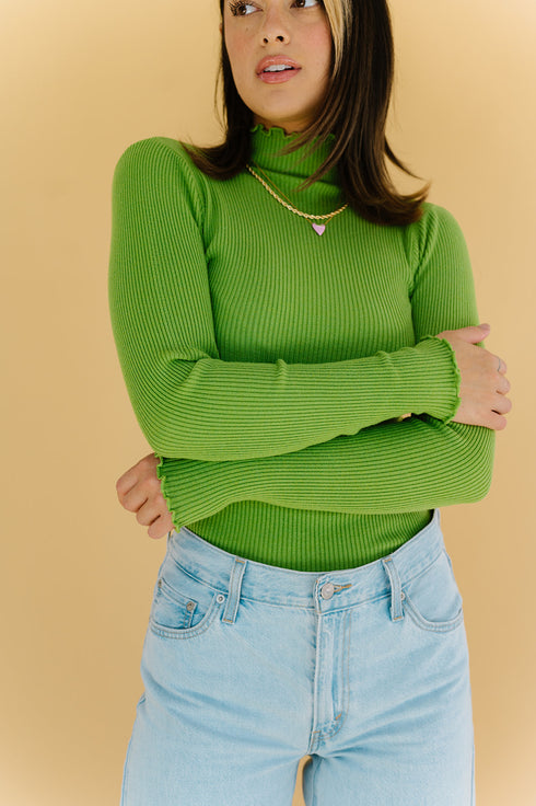 Fall Bestie Ribbed Top // Green