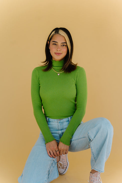 Fall Bestie Ribbed Top // Green