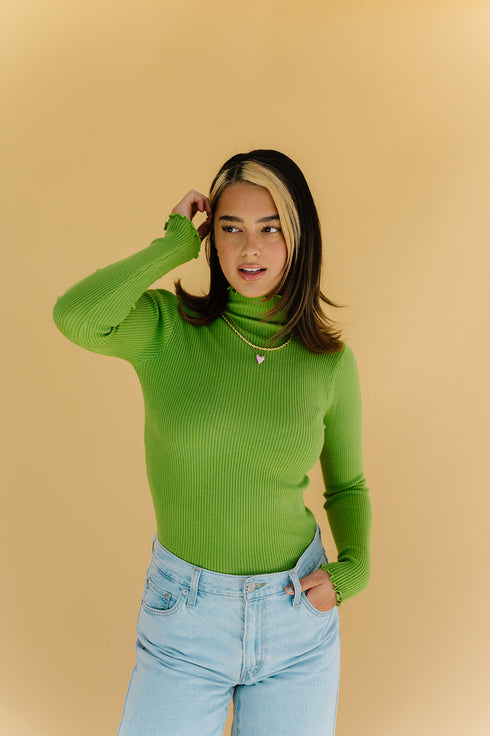 Fall Bestie Ribbed Top // Green