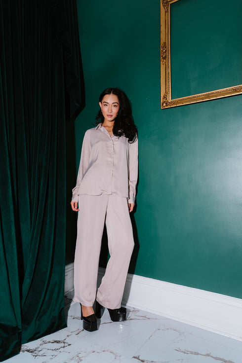 After Midnight Satin Top// Cream