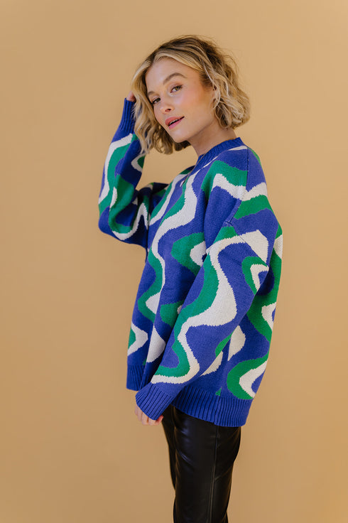 Heart Of Glass Sweater// Electric Blue